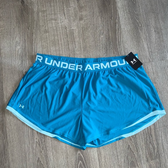 NWT Under Armour 3X Plus Size Loose Fit Shorts Teal Blue - Picture 1 of 6